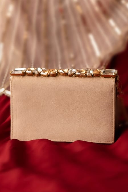 Shop Bhavna Kumar Gold Crystals, Rhinestones Bejeweled Clutch at Aza Fashions Shop_Bhavna Kumar_Gold Crystals, Rhinestones Bejeweled Clutch_at_Aza_Fashions