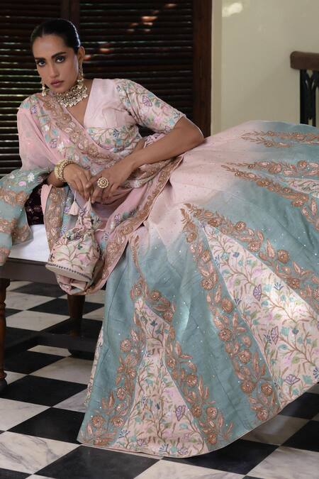 Buy_Angad Creations_Green Embroidery, Sequins V-neck Lehenga Set 