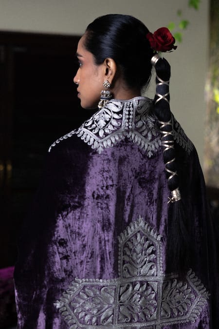 Angad Creations Velvet Kurta Set With Embroidery 