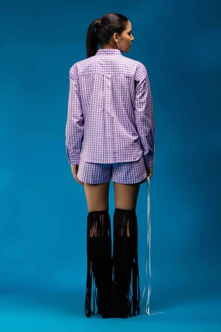 Angsa By Nidhir & Shelly Lilac Check Relaxed Fit Shirt 