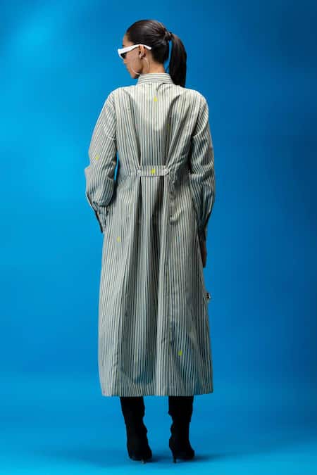 Angsa By Nidhir & Shelly Striped Midi Dress With Floral Bib 