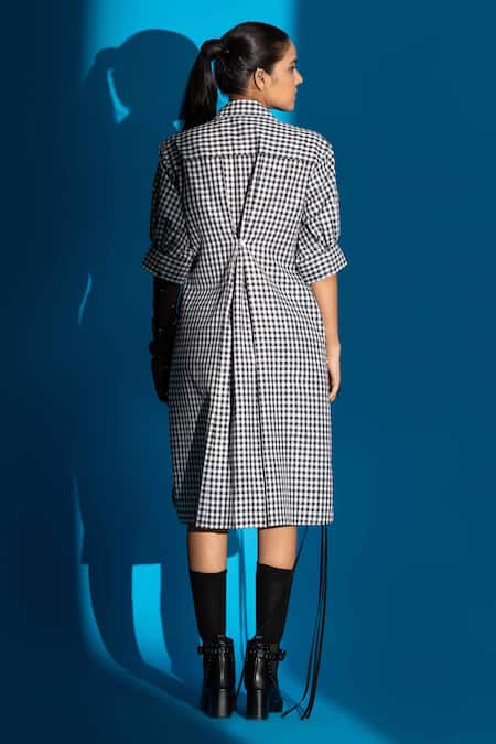 Angsa By Nidhir & Shelly Hand Embroidered Black Shirt Dress 