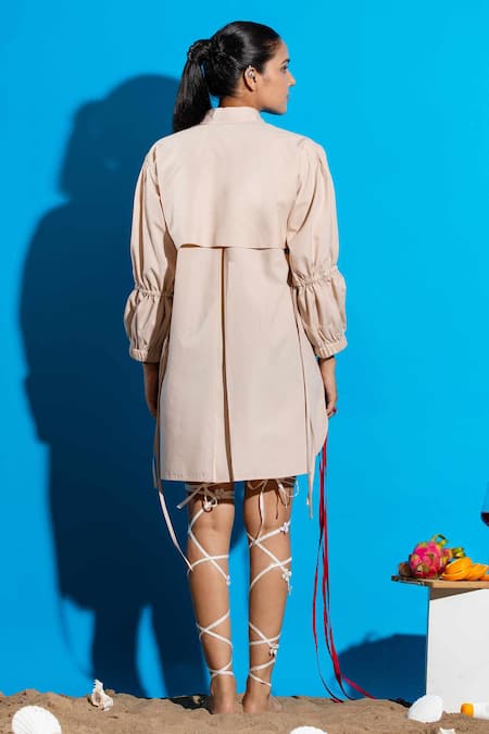 Angsa By Nidhir & Shelly Skin Pink Hand Applique Shirt Dress 