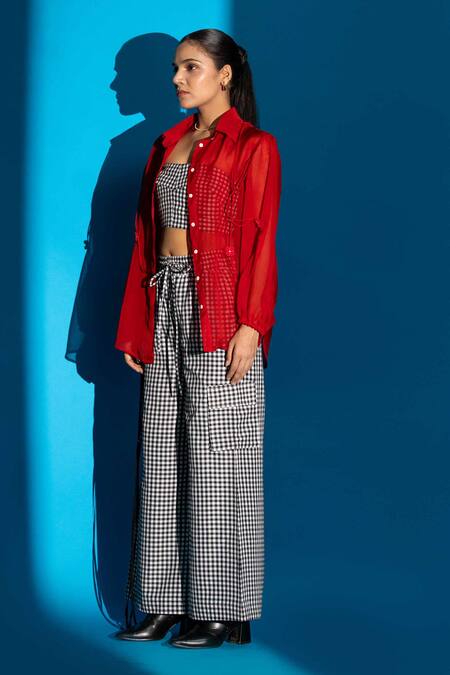 Buy Angsa By Nidhir & Shelly Red Organza, Crepe Fabric Flowers, Embroidery Shirt With 3d Floral Details Online at Aza Fashions Buy_Angsa By Nidhir & Shelly_Red Organza, Crepe Fabric Flowers, Embroidery Shirt With 3d Floral Details _Online_at_Aza_Fashions