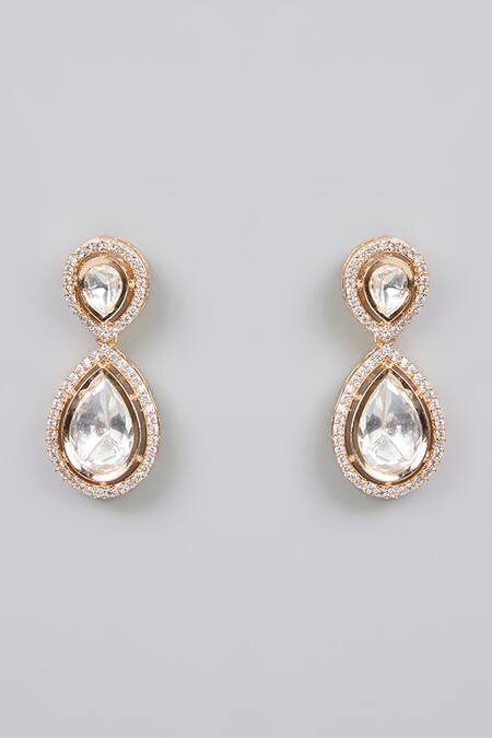 Shop_Auraa Trends_Gold Plated Stones Kundan Polki And Pearl Necklace Set_Online_at_Aza_Fashions