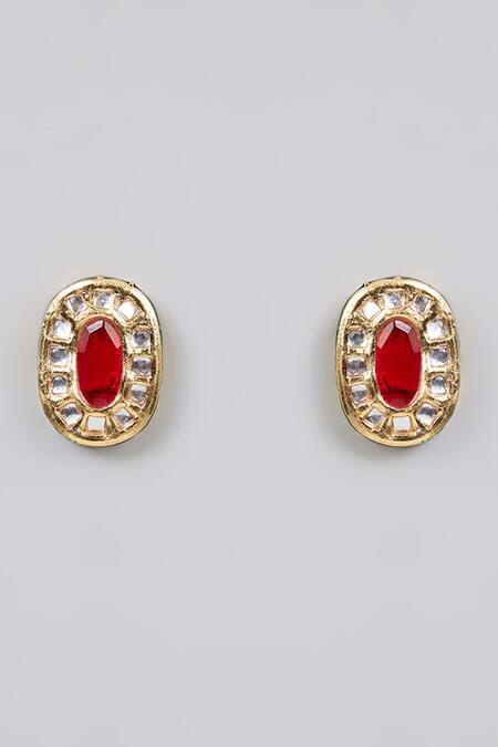 Auraa Trends_Gold Plated Rhinestones Finish Multi-colored Gemstone Necklace Set_Online_at_Aza_Fashions