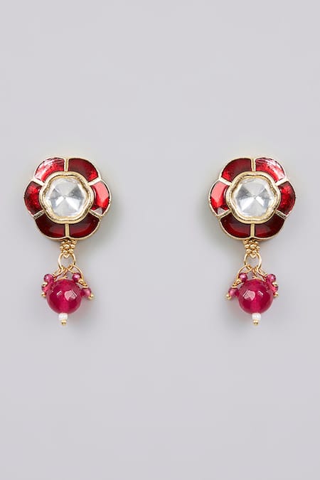 Shop_Auraa Trends_Gold Plated Imitation Diamonds Finish Kundan Polki Necklace Set _at_Aza_Fashions