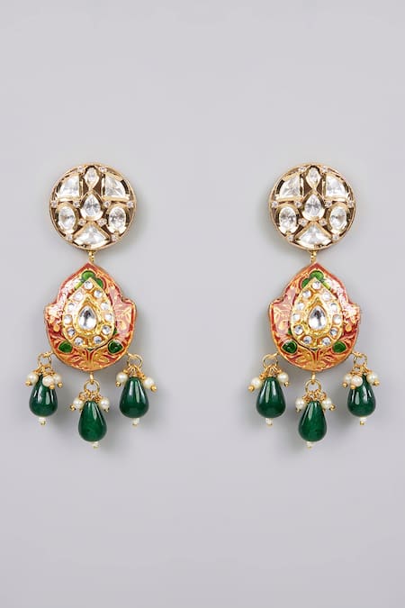 Auraa Trends_Gold Plated Diamonds, Stones Kundan Polki Necklace Set_Online_at_Aza_Fashions