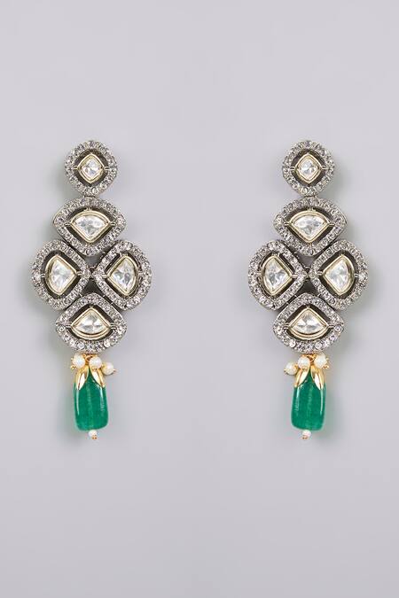 Auraa Trends_Gold Plated Stones, Pearls, Crystals Emerald And Necklace Set_Online_at_Aza_Fashions