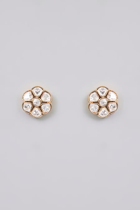 Buy_Auraa Trends_Gold Plated Imitation Diamonds Kundan Polki Pearl Necklace Set _Online_at_Aza_Fashions