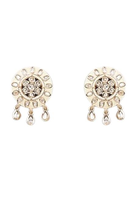 Auraa Trends_Gold Plated Pearls Kundan Polki Stud Earrings _Online_at_Aza_Fashions