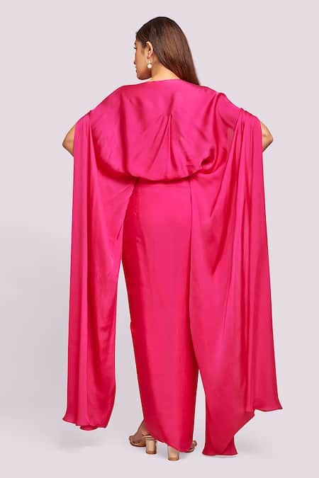 Blue Lotus Design Pink Drape Top & Skirt Set 