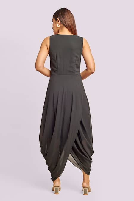 Blue Lotus Design Black Drape Dress & Organza Peplum Jacket 