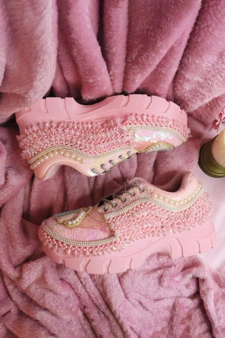 Chal Jooti Hand Embroidered Pink Sneakers 