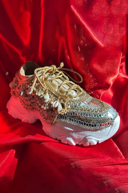 Shop Chal Jooti Gold Bohemian Gypsy Wedding Sneakers Online at Aza Fashions Shop_Chal Jooti_Gold Bohemian Gypsy Wedding Sneakers _Online_at_Aza_Fashions