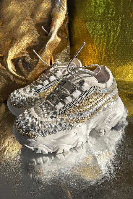 Chal Jooti Cosmic Crystal Embellished Sneakers 