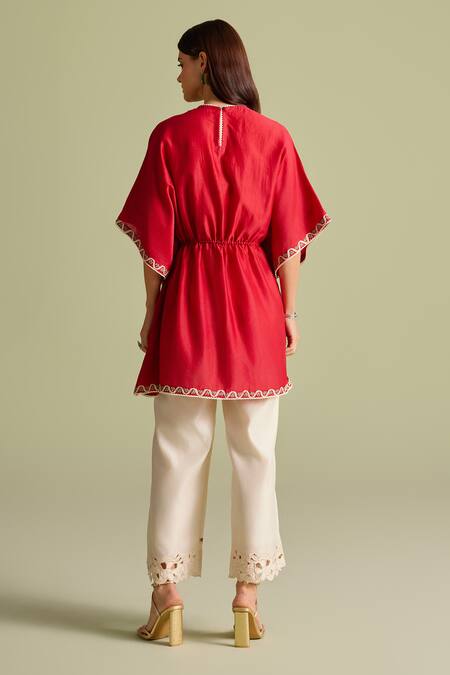 Shop_Chandrima_Ivory Embroidery Cutwork Pants _at_Aza_Fashions