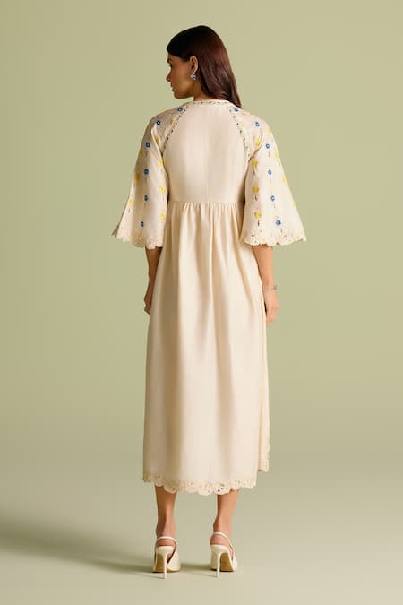 Chandrima Mosaic Threadwork Midi Dress 