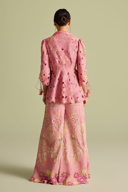 Shop_Chandrima_Pink Embroidery Sharara Pants _at_Aza_Fashions