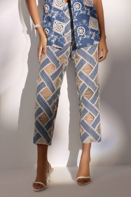 Buy Label Deepika Nagpal Blue Denim Embroidery Blazer And Bustier Pant Set Online at Aza Fashions Buy_Label Deepika Nagpal_Blue Denim Embroidery Blazer And Bustier Pant Set _Online_at_Aza_Fashions