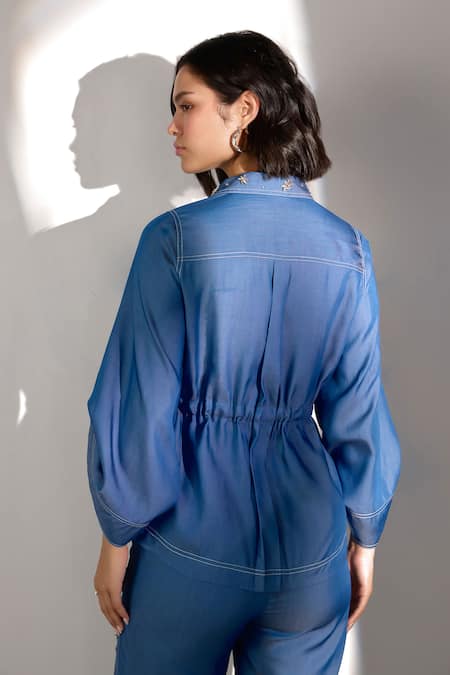 Label Deepika Nagpal Embellished Denim Effect Shirt & Pant Set 