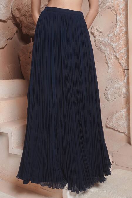 Buy_Maisolos_Navy Embroidery High Neck Blue Kurta Set _Online_at_Aza_Fashions