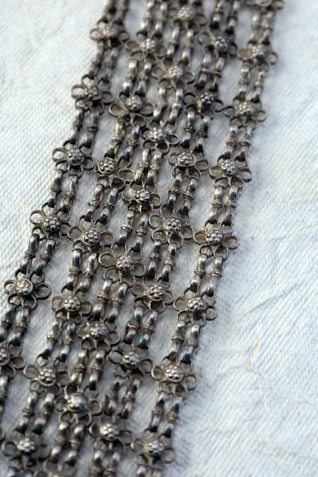 Mero Jewellery Silver Plated Tribal Multi Layer Necklace Online at Aza Fashions Mero Jewellery_Silver Plated Tribal Multi Layer Necklace _Online_at_Aza_Fashions