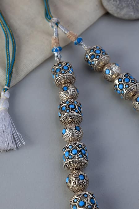 Mero Jewellery_Turquoise Vintage Beaded Necklace_Online_at_Aza_Fashions