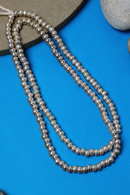 Mero Jewellery Designer Silver Long Ball Mala 