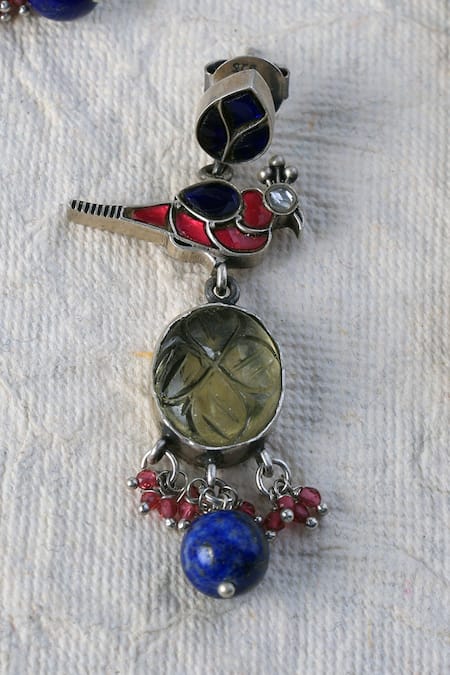 Mero Jewellery Purple Silver Lapis Kundan Necklace Set 