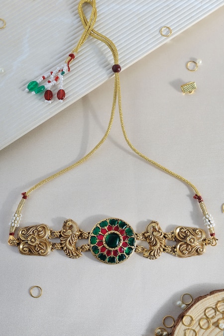 Mero Jewellery Kundan Peacock Choker 