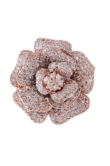 Buy Prihan Luxury Jewelry Rose Gold Crystals Floral Stud Earrings Online at Aza Fashions Buy_Prihan Luxury Jewelry_Rose Gold Crystals Floral Stud Earrings _Online_at_Aza_Fashions