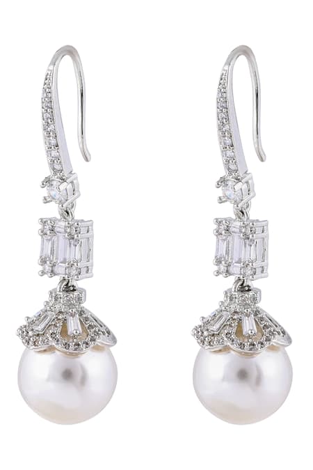 Prihan Luxury Jewelry Diamond Pearl Drop Danglers 