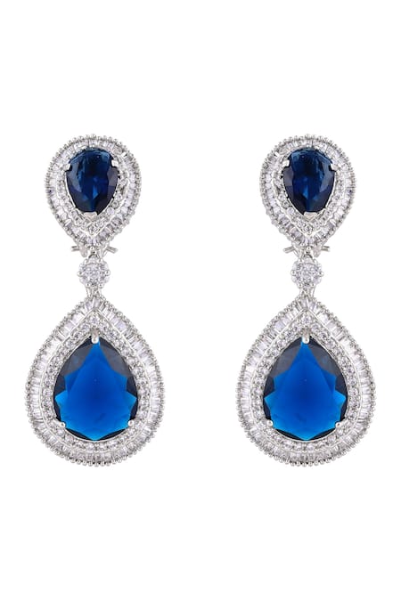 Prihan Luxury Jewelry Blue Stones, Diamonds Designer Sapphire Danglers Online at Aza Fashions Prihan Luxury Jewelry_Blue Stones, Diamonds Designer Sapphire Danglers _Online_at_Aza_Fashions