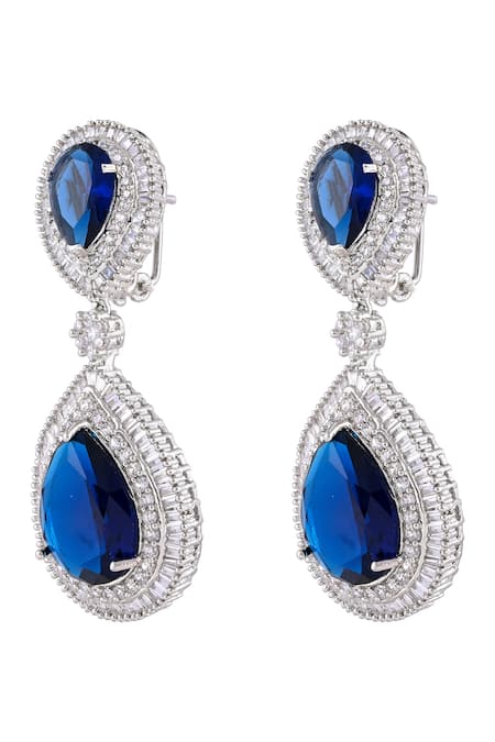 Shop Prihan Luxury Jewelry Blue Stones, Diamonds Designer Sapphire Danglers at Aza Fashions Shop_Prihan Luxury Jewelry_Blue Stones, Diamonds Designer Sapphire Danglers _at_Aza_Fashions