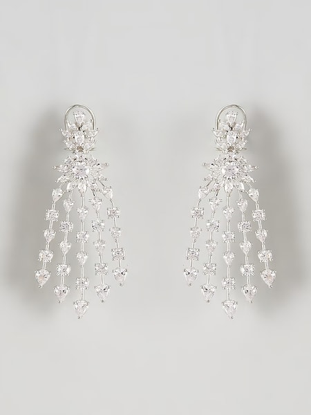 Prihan Luxury Jewelry Rhodium Plated Diamond Danglers 