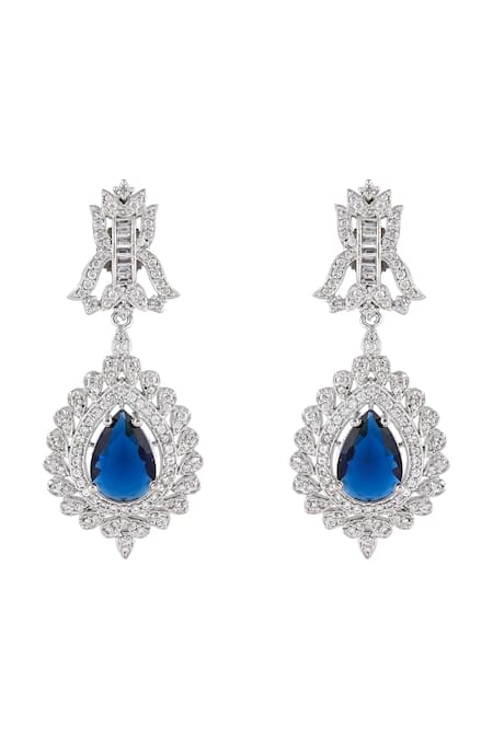 Prihan Luxury Jewelry Blue Imitation Diamonds Sapphire Stone Danglers Online at Aza Fashions Prihan Luxury Jewelry_Blue Imitation Diamonds Sapphire Stone Danglers _Online_at_Aza_Fashions