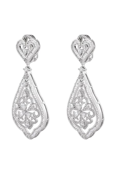 Prihan Luxury Jewelry Floral Diamond Danglers 