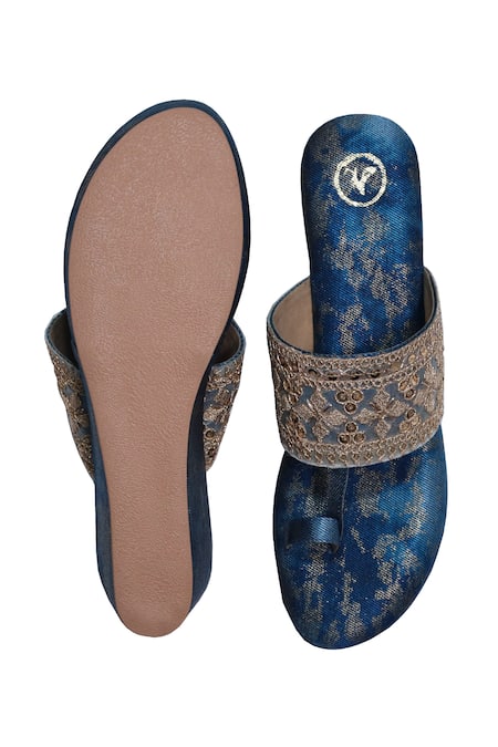 Sana K luxurious Footwear Embellished Wedge Sandals 