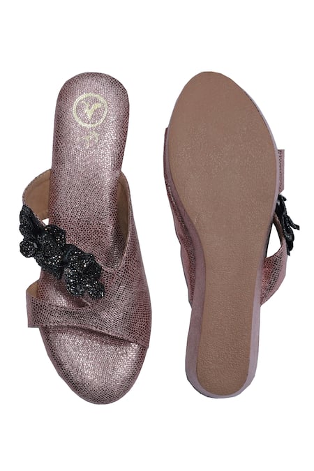 Sana K luxurious Footwear Floral Accent Lilly Wedges 