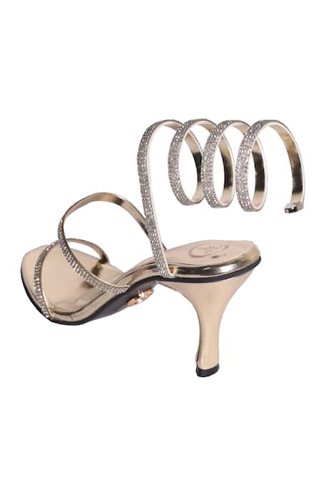 Buy Sana K luxurious Footwear Gold Rhinestones Tabu Heels Online at Aza Fashions Buy_Sana K luxurious Footwear_Gold Rhinestones Tabu Heels _Online_at_Aza_Fashions