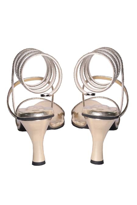 Shop Sana K luxurious Footwear Gold Rhinestones Tabu Heels Online at Aza Fashions Shop_Sana K luxurious Footwear_Gold Rhinestones Tabu Heels _Online_at_Aza_Fashions