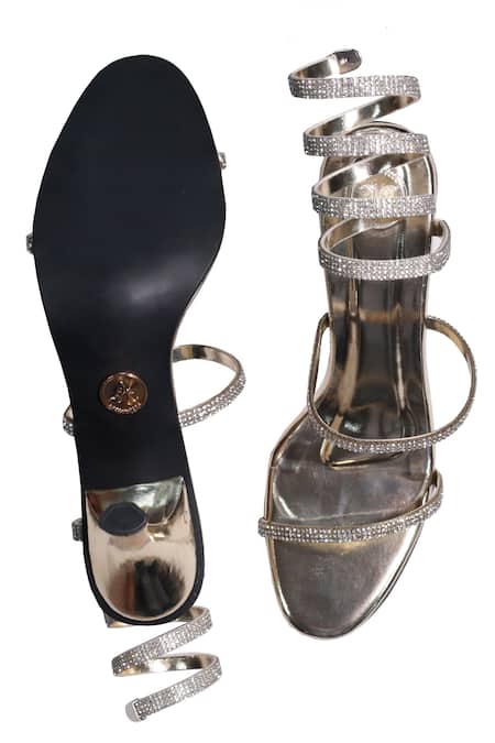 Sana K luxurious Footwear Gold Tabu Heels 