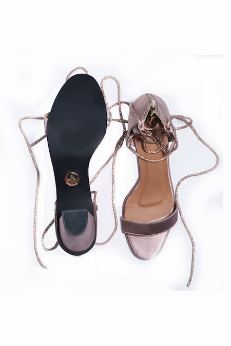 Sana K luxurious Footwear Lace-Up Ankle Heels 