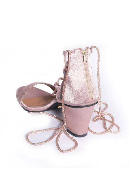 Buy_Sana K luxurious Footwear_Pink Lace-up Ankle Heels _Online_at_Aza_Fashions
