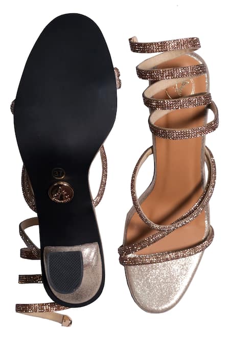 Sana K luxurious Footwear Gold Spring Heels 