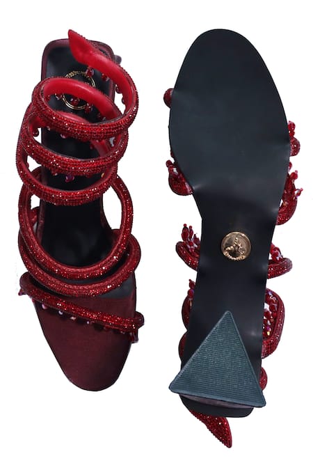 Sana K luxurious Footwear Red Jhaller Heels 