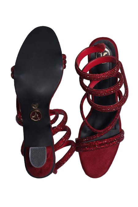 Sana K luxurious Footwear Spiral Strap Panther Heels 