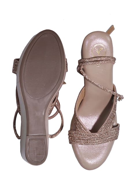 Sana K luxurious Footwear TIRA GOLD WEDGES 