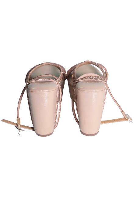 Buy_Sana K luxurious Footwear_Gold Metallic Thread Tira Wedges _Online_at_Aza_Fashions